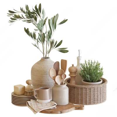 现代厨房用品组合3D模型下载